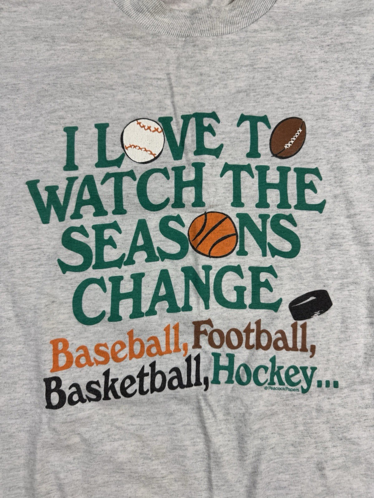 Vintage 90s Sports T Shirt Love To Watch Seasons Change XL Football Funny Fall