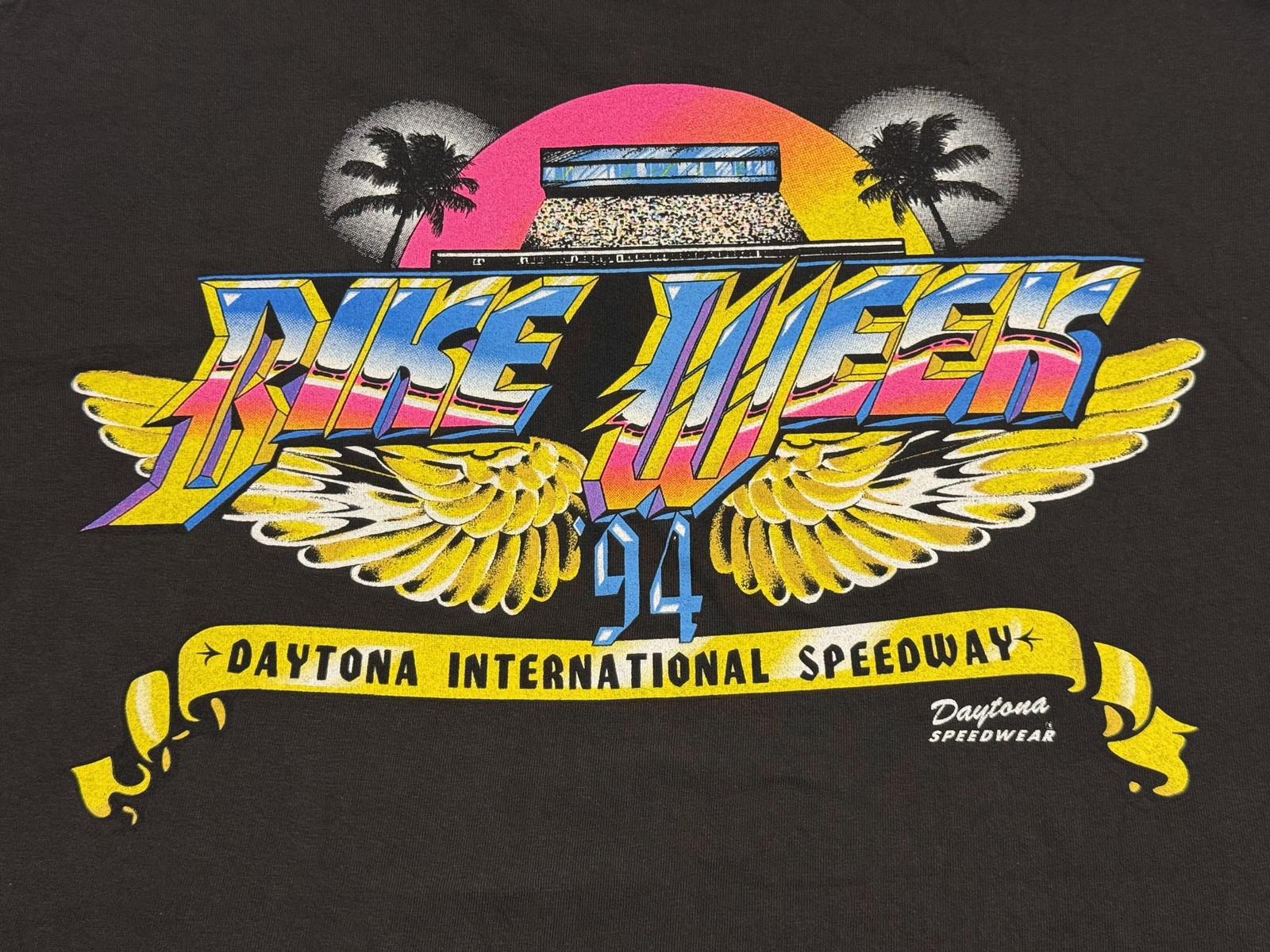 Vintage Bike Week 94 Daytona Shirt Mens Large Black Speedway Graphic Tee