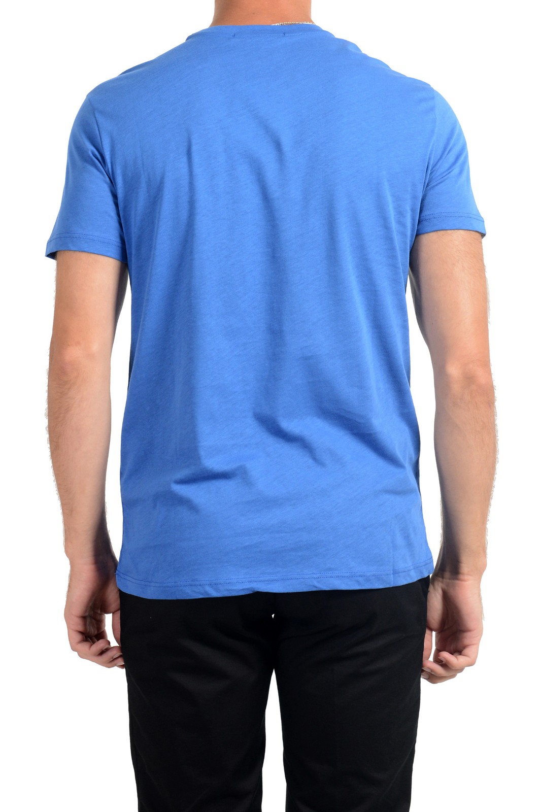 Roberto Cavalli Men’s Royal Blue Graphic Print Crewneck T-Shirt US 2XL IT 56