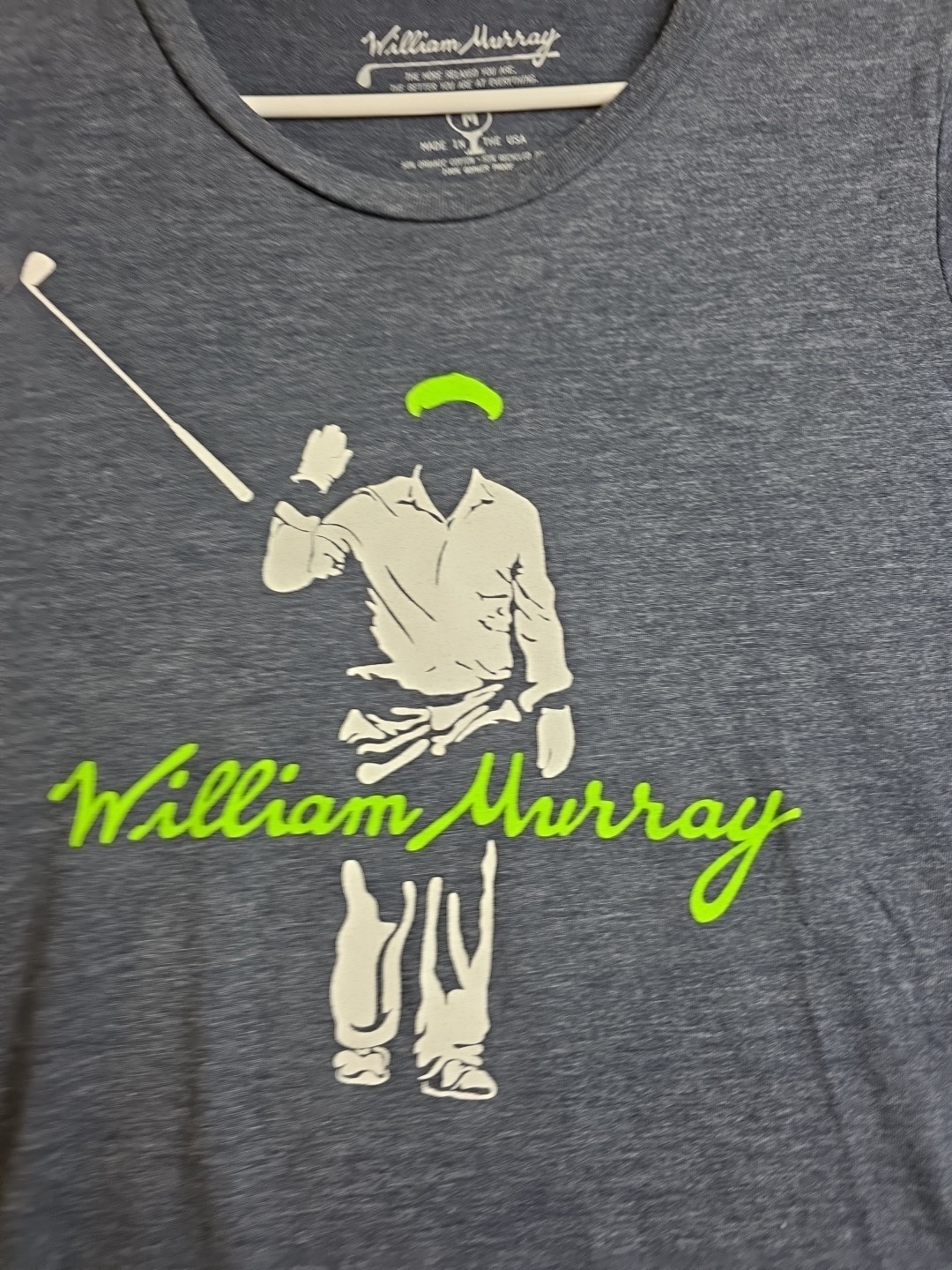 William “Bill” Murray Golf Logo Tee Thin Soft Medium Blue-Gray T-Shirt
