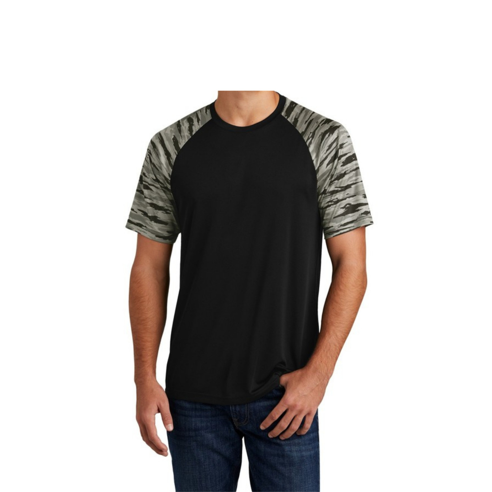 USTRADEENT SPTPL-1014 Mens Short Sleeve Drift Camo Colorblock Stylish T-Shirt