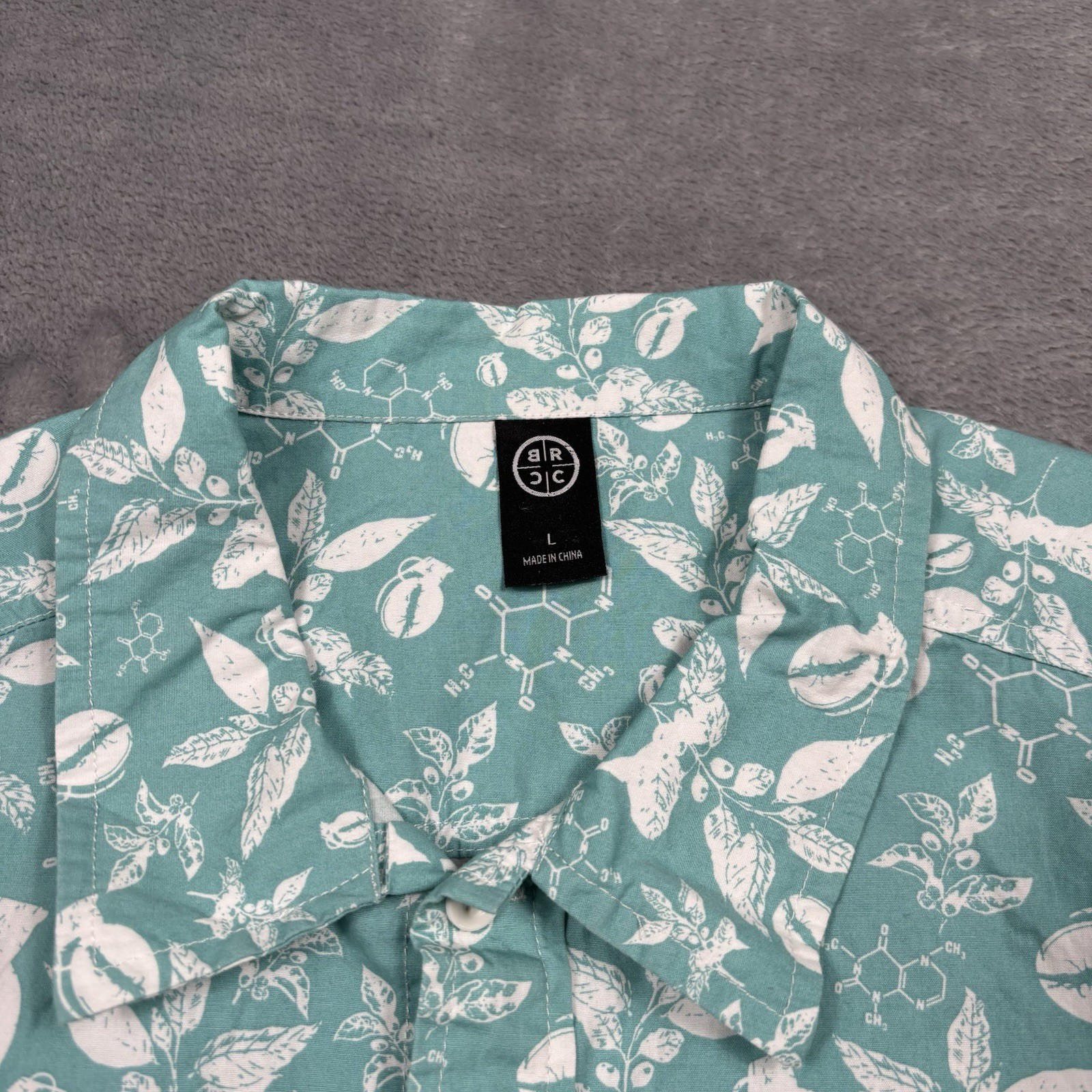 Black Rifle Coffee Company Party Shirt Men’s Size Large Light Blue Coffee AOP