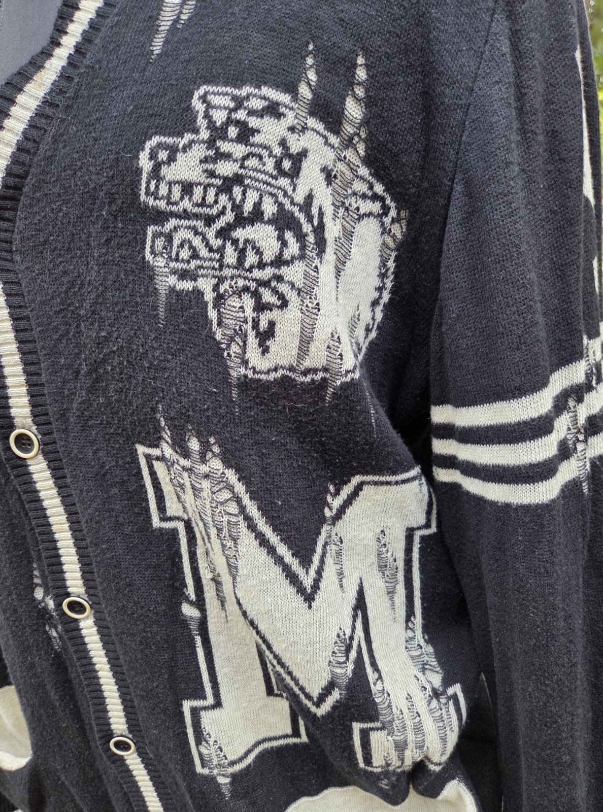 Mihara Yasuhiro 11SS Damage Processing Tiger Knit Cardigan Sz M L G2U