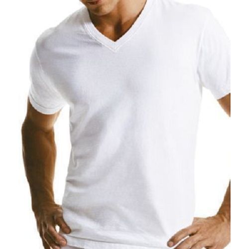Mens White V-Neck T-Shirt 100% Cotton Undershirt 6 Pieces