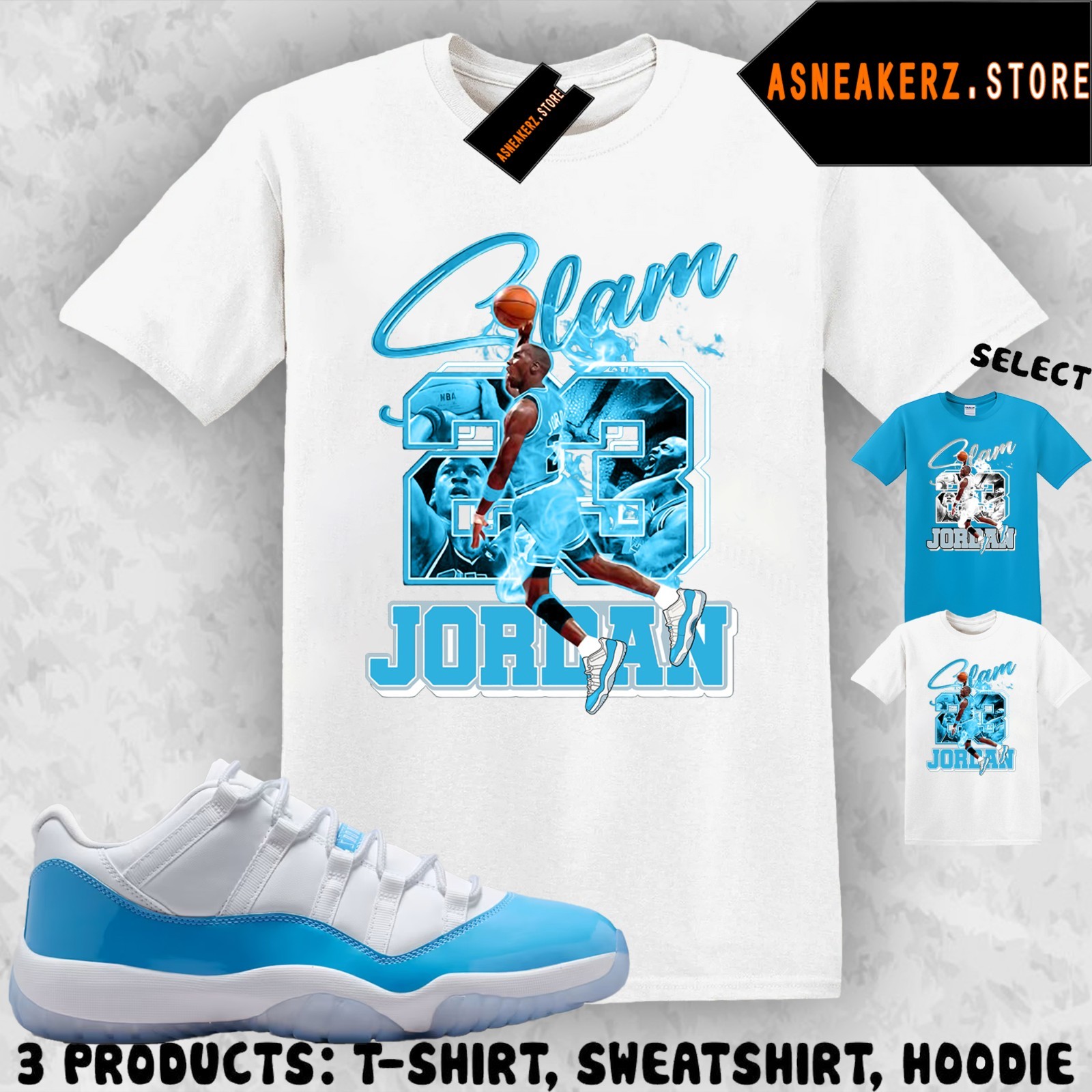 Shirt Match AJ 11 Low University Blue 2026 Sneaker Matching Tee MJ Icon 23 Slam