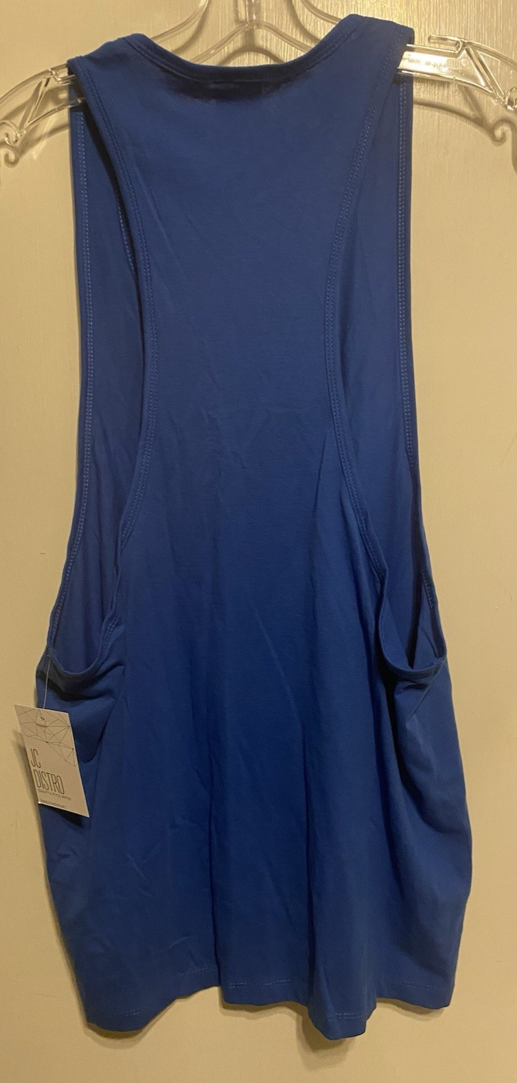 JC DISTRO Men’s Tank Top Racerback Deep cut arms Royal Blue Size Small NWT New