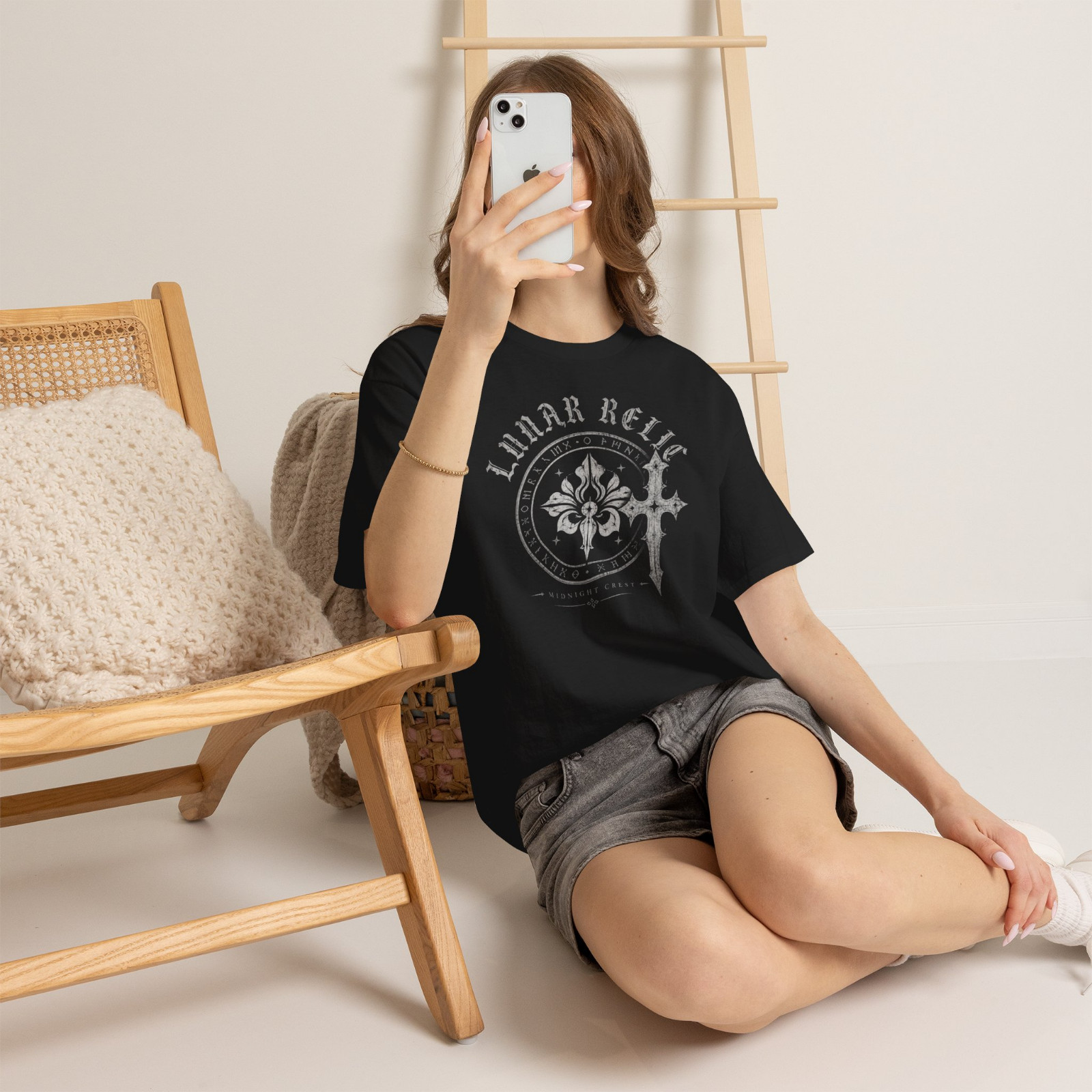 Lunar Relic Gothic Crest Cross Graphic T-Shirt