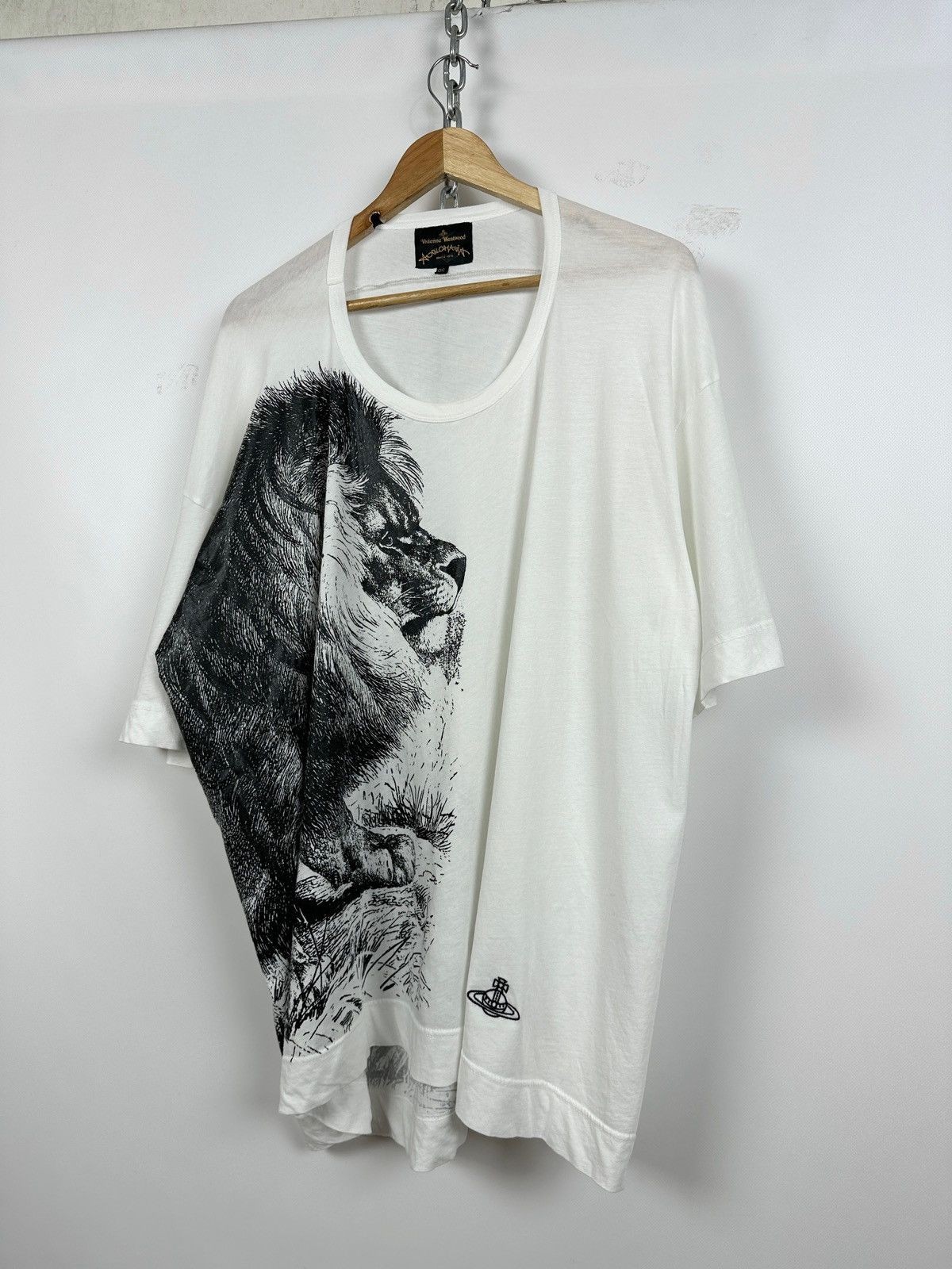 Vivienne Westwood Anglomania Graphic Lion Orb White T-Shirt Size OS