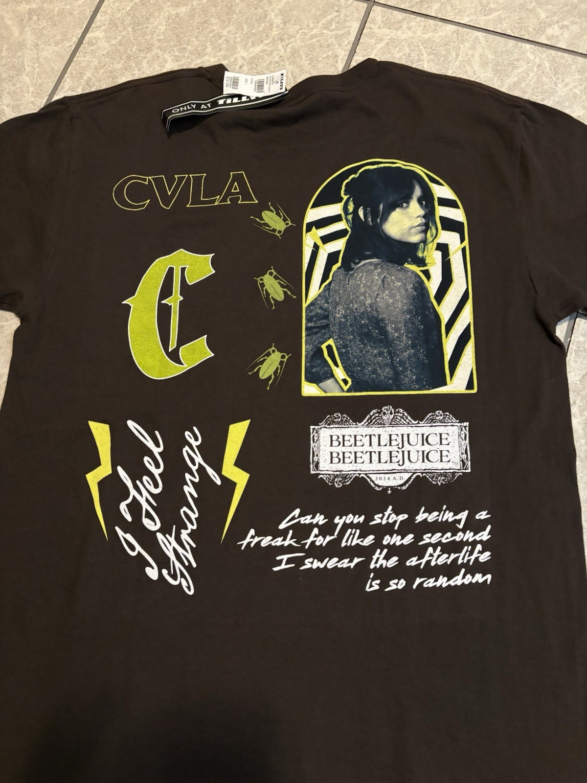 Beetle Juice “ Jenna Ortega “ Tshirt Large CVLA TILLYS EXCLUSIVE Size Large
