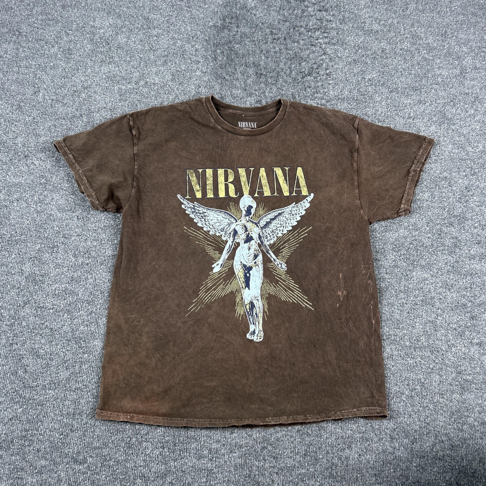 Nirvana Shirt Mens XL Brown In Utero Angel Live 93 Tour Graphic Tee Rock Music