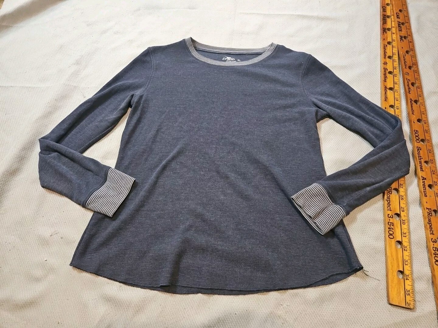 Crane Shirt Mens XL BLUE Thermal Base Layer Waffle Knit Casual Tee Top