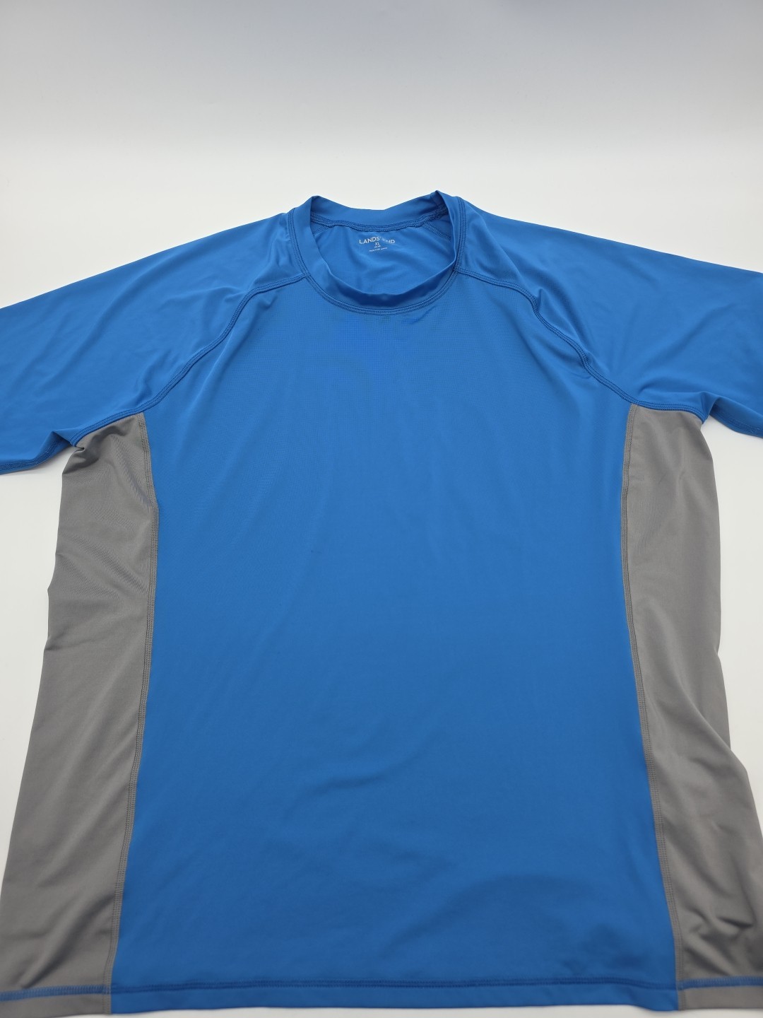 Lands End Beach T-Shirt Men XL Blue Gray Plain Tee.#38807