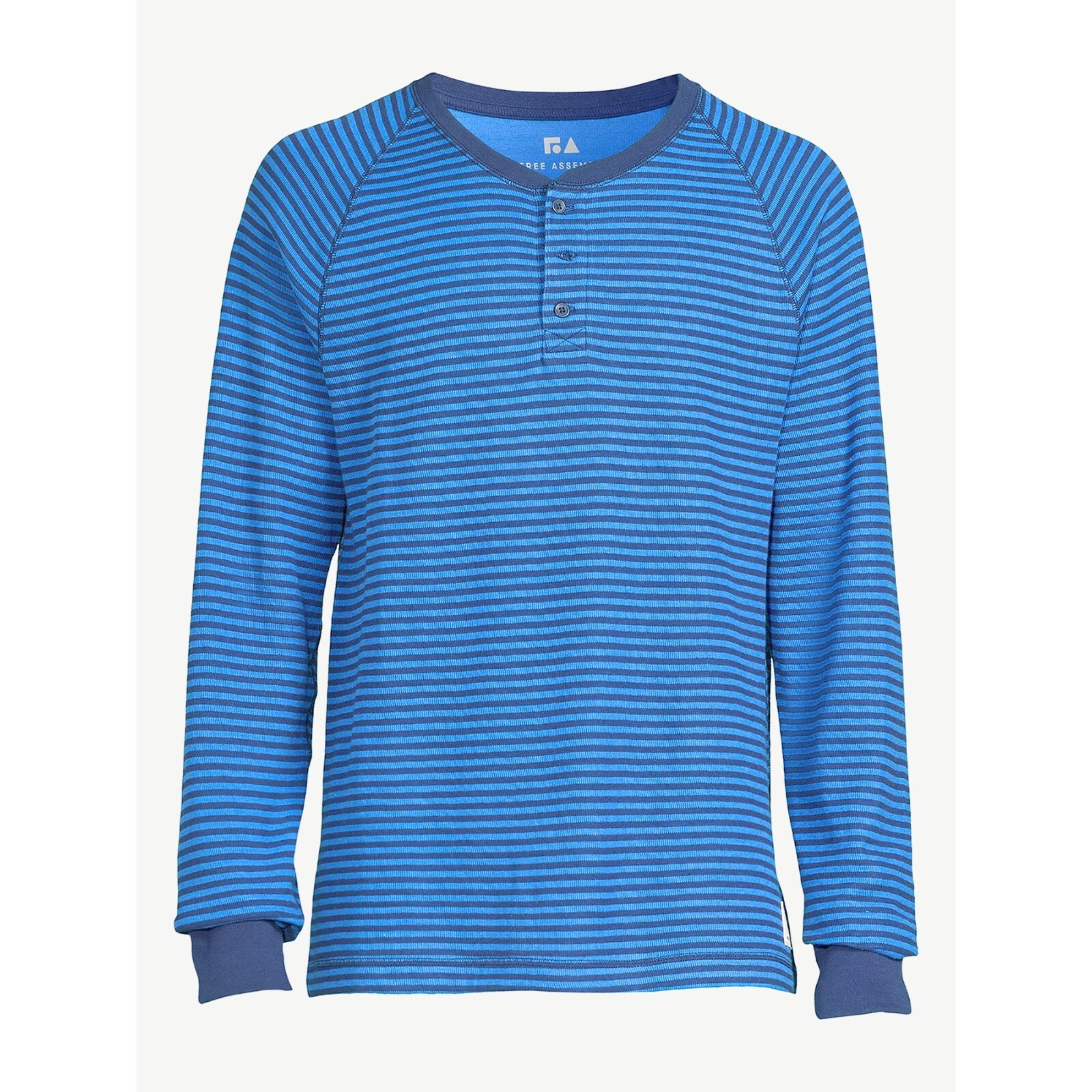 Free Assembly Men’s Textured Duo Raglan Henley Shirt with Long Sleeves, Size: M