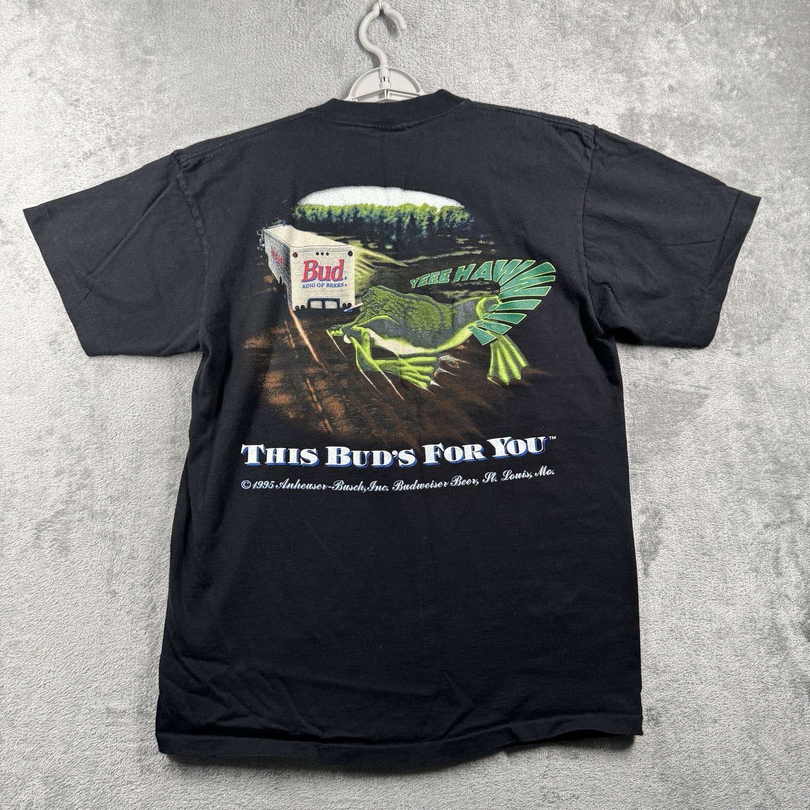 Budweiser Shirt Frogs Unisex Large Double Graphic Breweriana 1995 90s Vintage