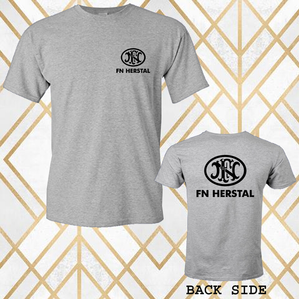 FN Herstal Firearms Guns Men’s Gray T-Shirt Size S – 3XL