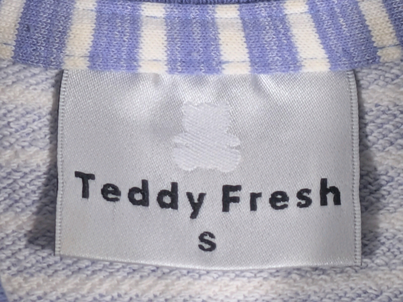 Teddy Fresh T Shirt Men S Blue Stripe Logo Short Sleeve 100% Cotton Embroidered
