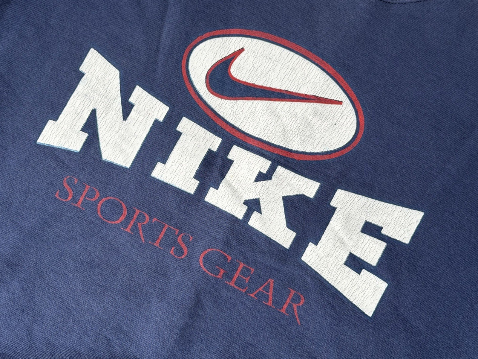 Vintage 90’s Nike Sports Gear Oval Swoosh Shirt Made In USA Blue Men’s sz Medium