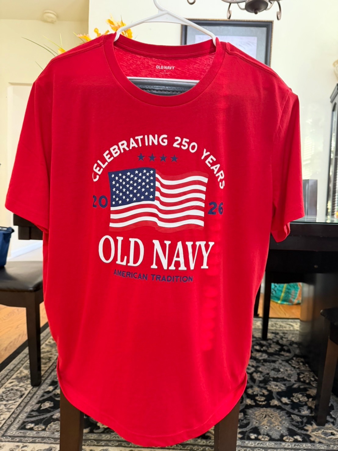2026 Men OLD NAVY USA American Flag 4th of July T Shirt Size L RED