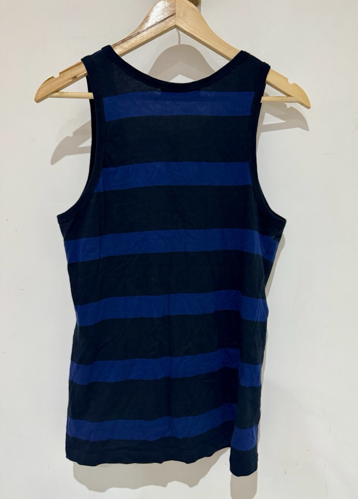Viktor & Rolf Monsieur Men’s Black Blue Striped Hem Logo Jersey Tank Vest Top 48