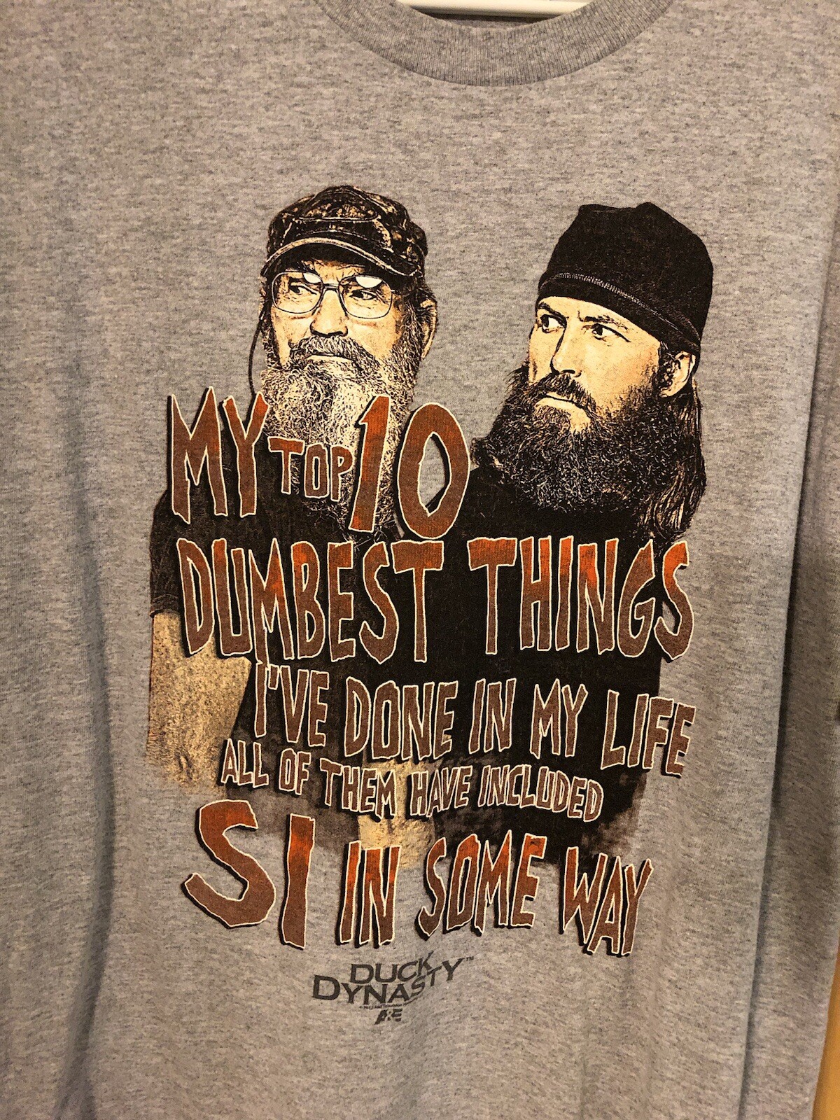 Duck Dynasty Top 10 Dumbest Things Done Shirt w/ Uncle Is and Jase – Size Large