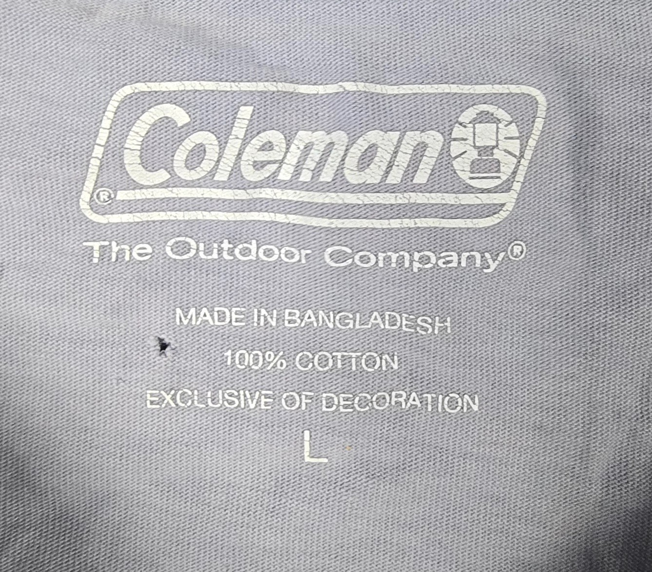Coleman The Outdoor Company T Shirt Mens Large 100% Cotton Distressed Classic