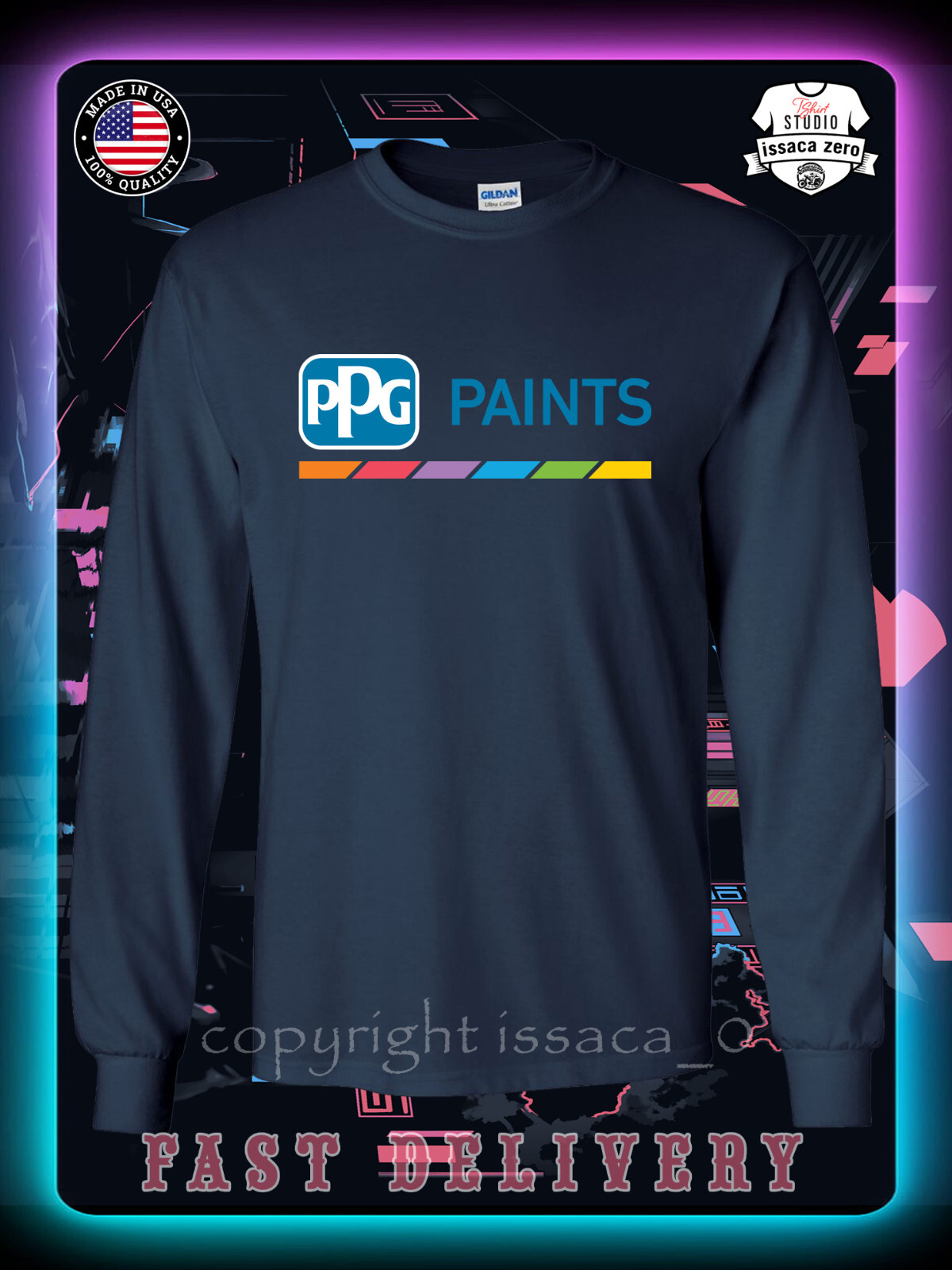 PPG Color Paints Logo Men’s Long Sleeve T-Shirt American issaca Tees