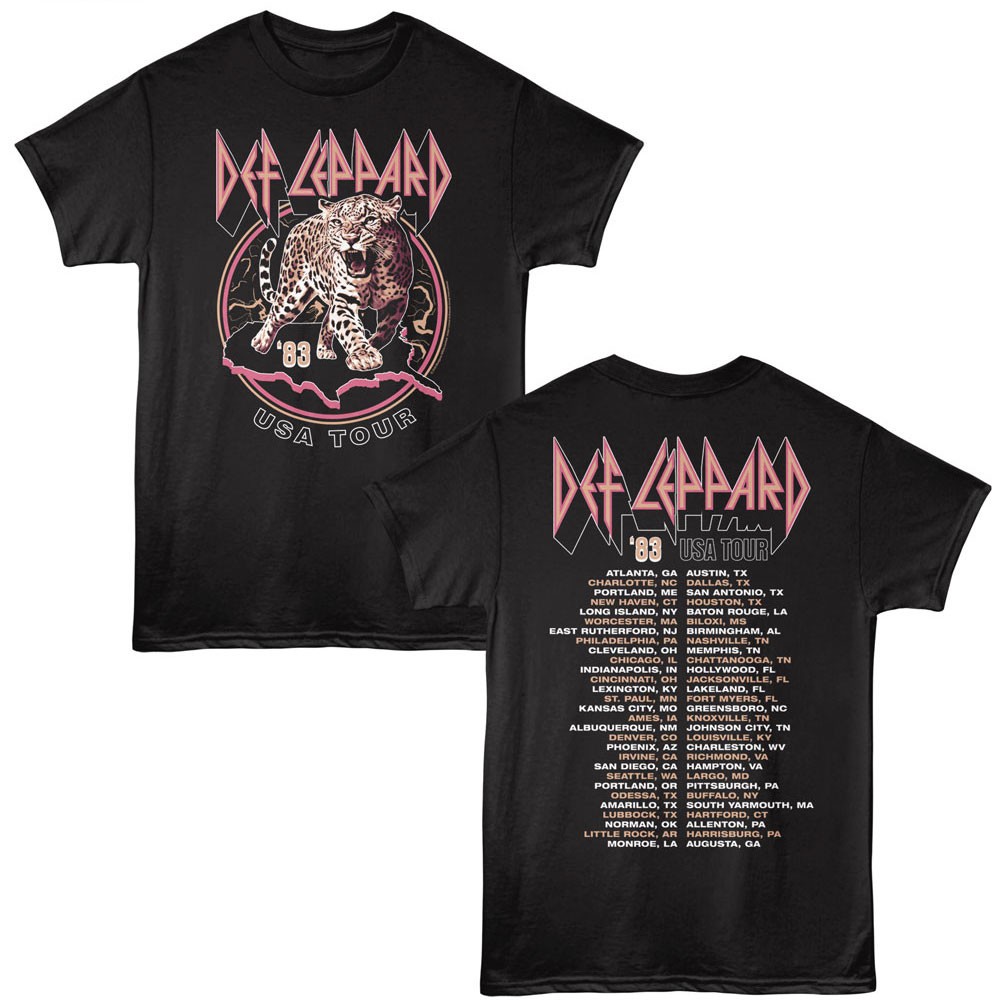Def Leppard USA 1983 Tour Locations Men’s T Shirt