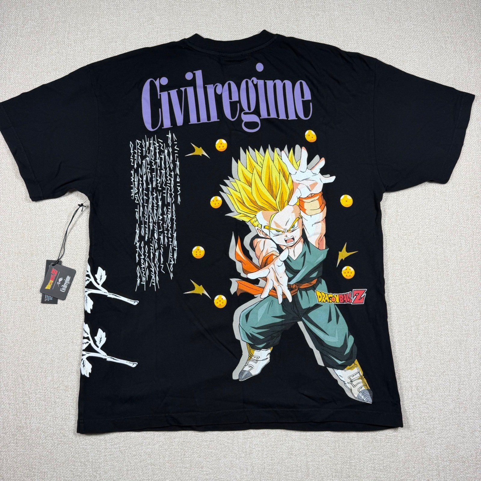 Civil Regime x Dragon Ball Z Trunks Oversized Graphic Tee Black Large Brand New