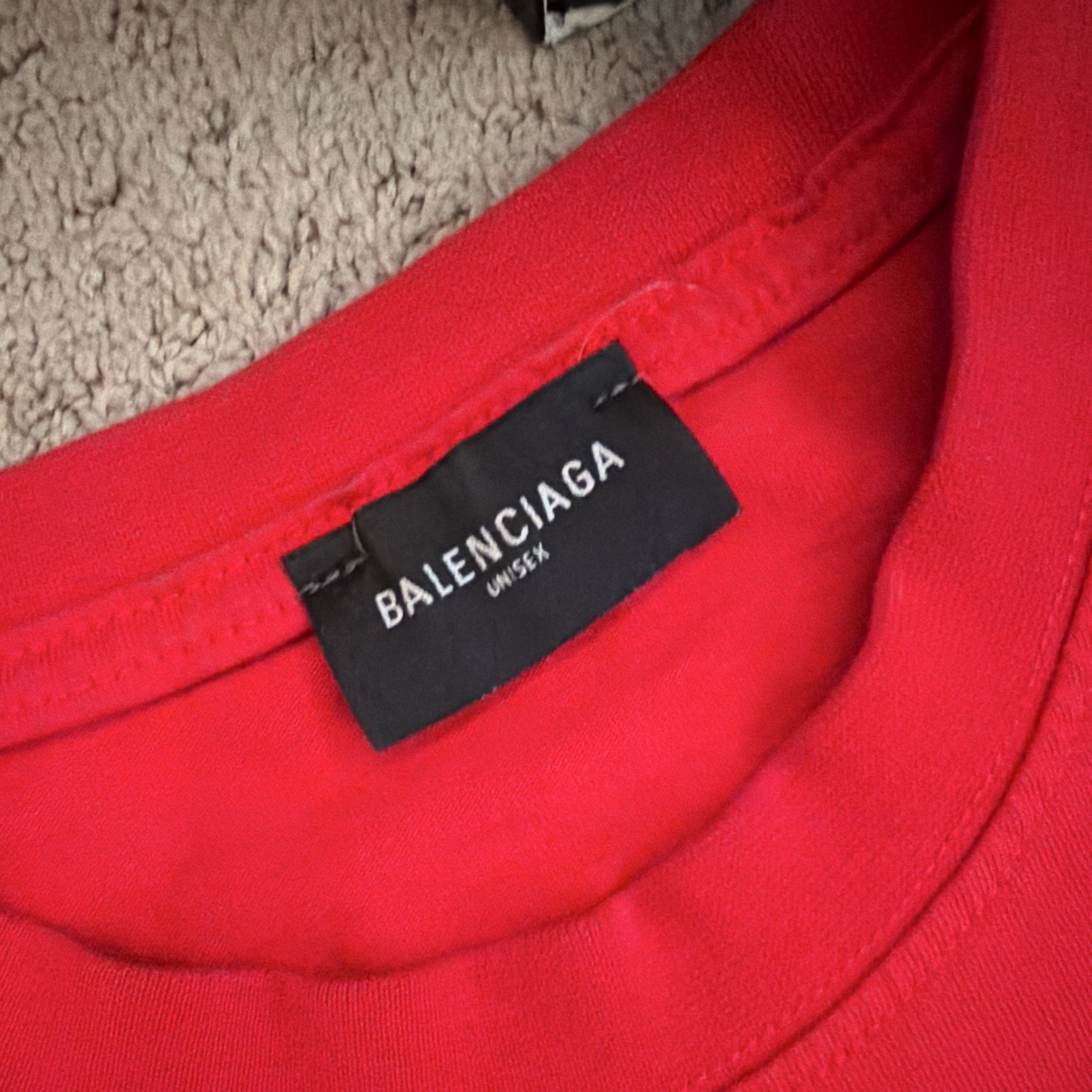 Balenciaga Red Logo Graphic Print Jersey Cotton Crew Neck T-Shirt Size S
