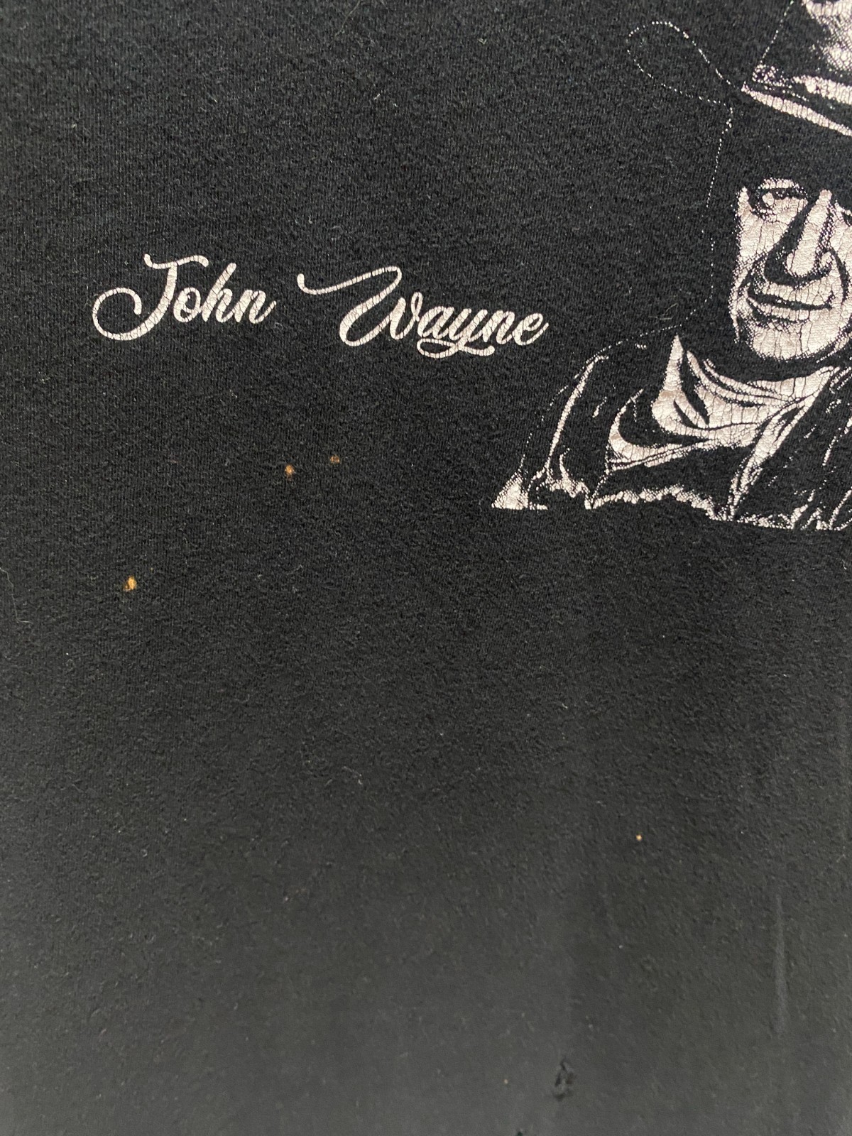 Chopped John Wayne Graphic Tee – Raw Neck Distressed Western Shirt Medium