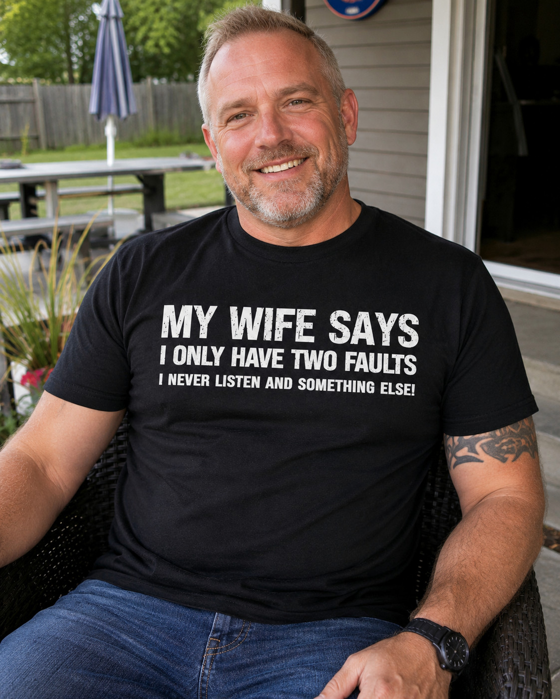 My Wife Says Mens Funny Sarcastic T-Shirt Anniversary Birthday Gifts For Husband