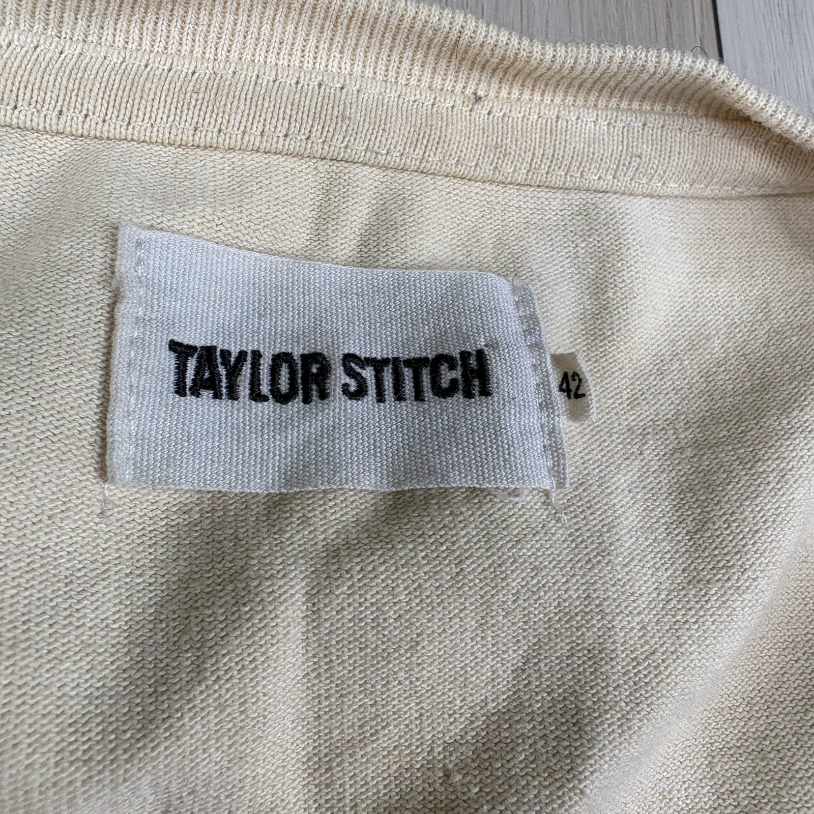 Taylor Stitch Mens Beige Knit Short Sleeve Everyday Wear Pocket T-Shirt Size 42