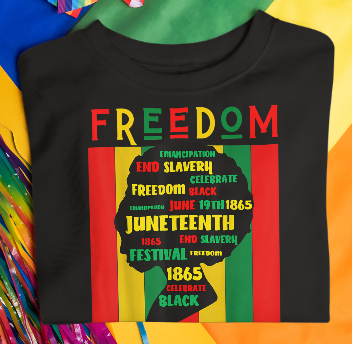 Mens Juneteenth Freedom Black History Tee Shirt Street 1865 Big Tall Sm 32
