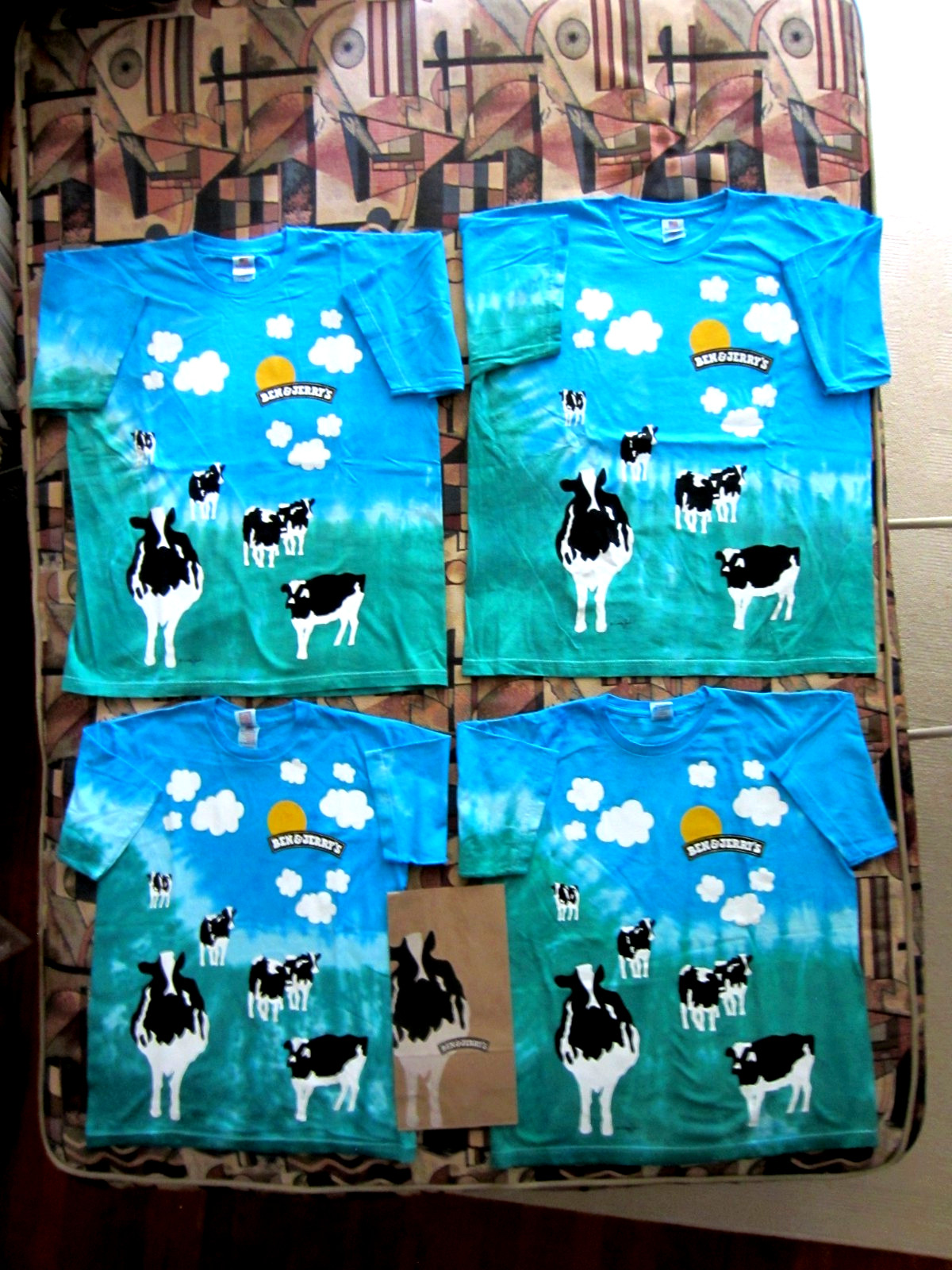 NEW Ben & Jerry’s Cow Tie Dye Woody Jackson Euphoria T Shirt Sizes M L XL & XXL