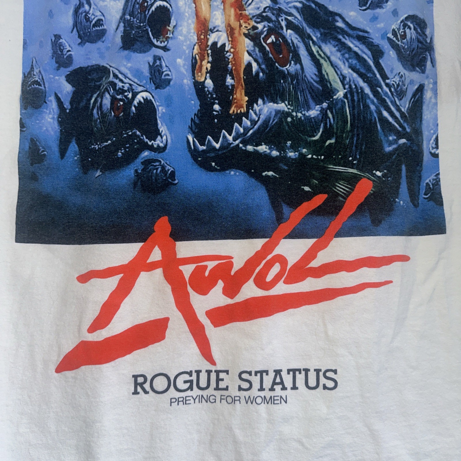 VINTAGE Y2K ROGUE STATUS Piranha Preying For Women AWOL GRUNGE T SHIRT 2XL EUC