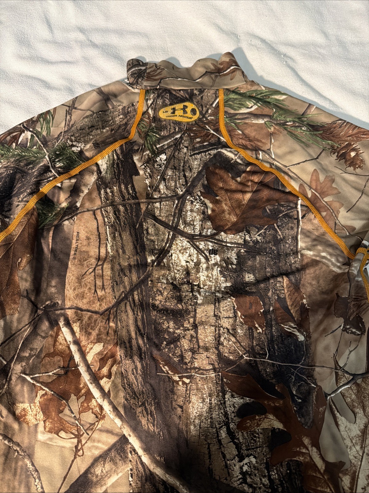 Under Armour Shirt Mens LARGE Green Realtree Camo Compression Mock Cold Gear