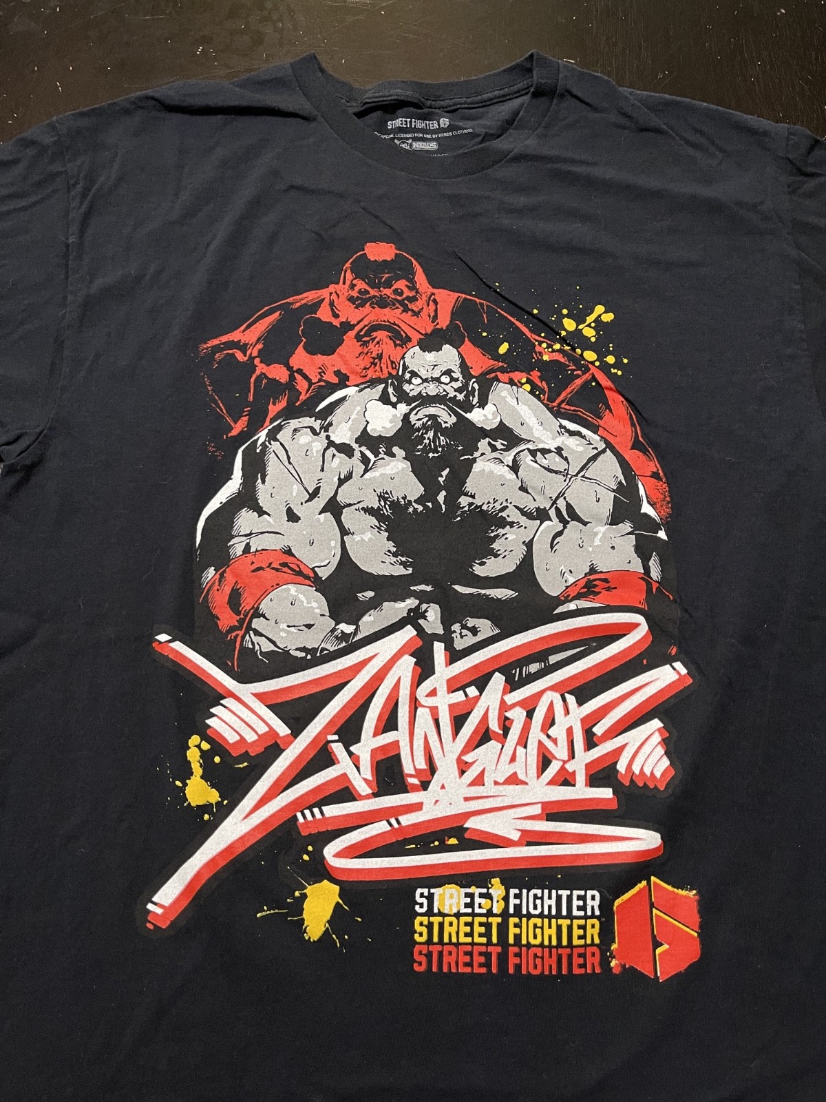 Street Fighter Zangief Nerds Clothing Brand Graphic T-Shirt, Black, Size: Large