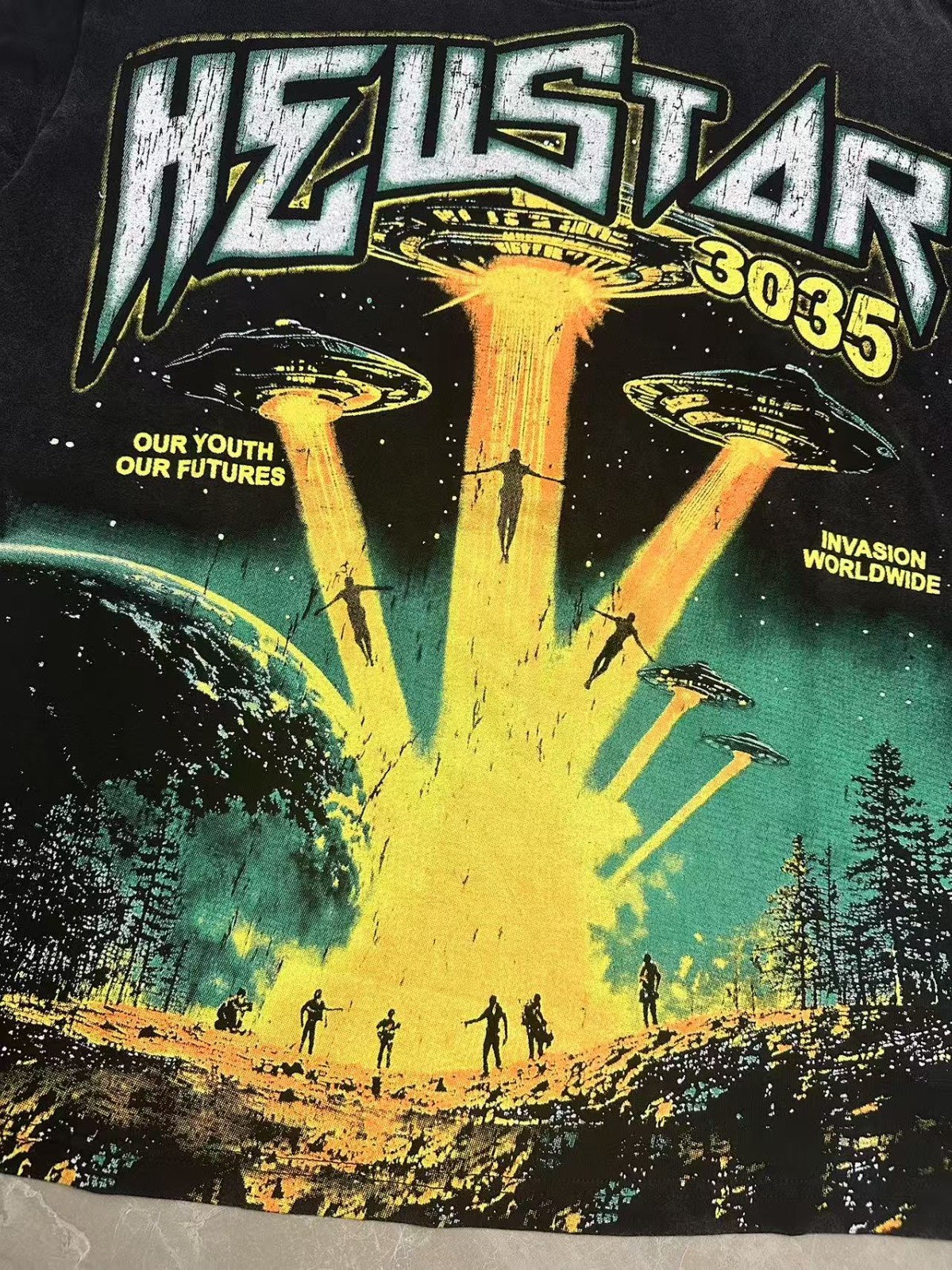 Hell Studios star 3035 Alien Spaceship pattern Tee Mens Short sleeved T-shirt