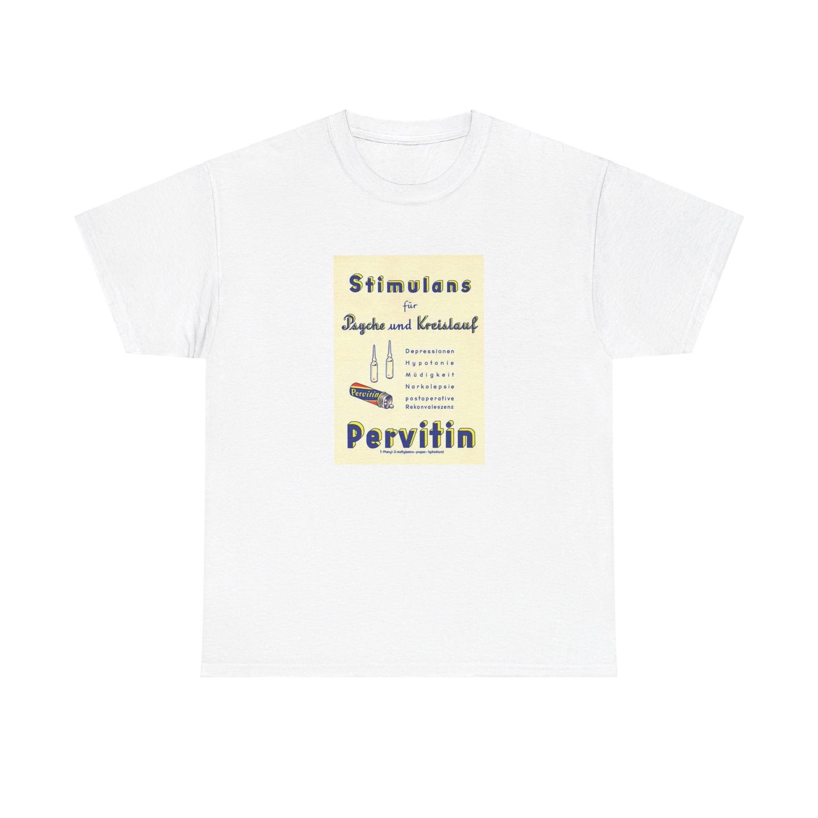 Vintage Pervitin, Meth, Gildan Style 5000 Unisex Heavy Cotton T-Shirt