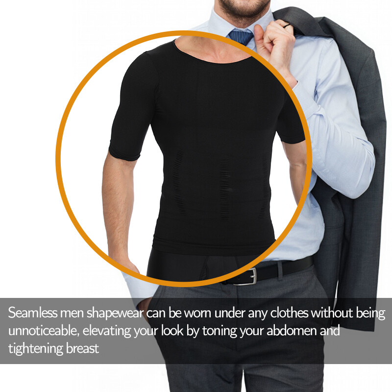 Men’s Slimming Body Shaper Posture Corrector Vest Abdomen Compression Shirt Tops