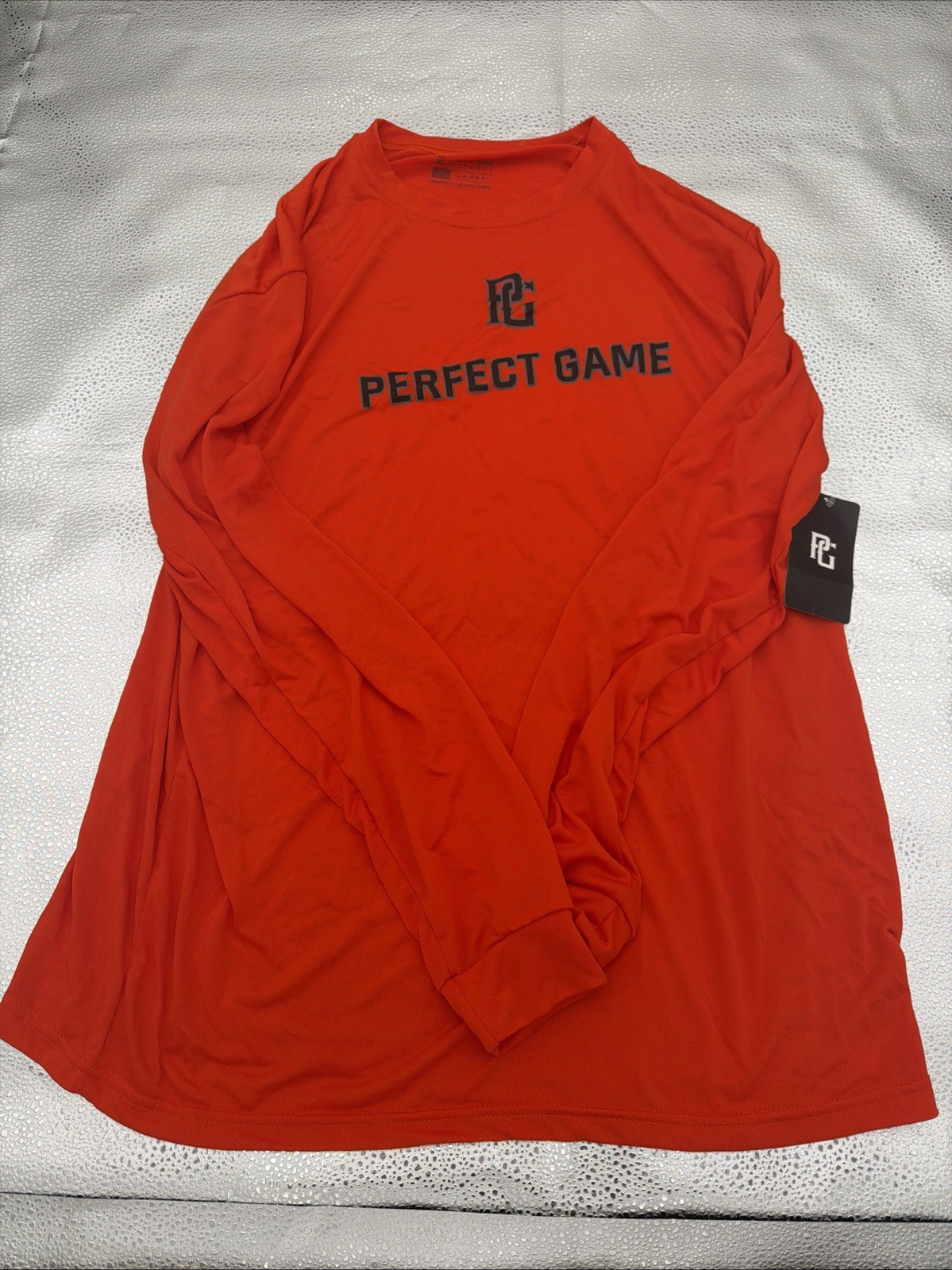 Men’s Sz L Perfect Game Baseball Orange Long Sleeve Shirt PG