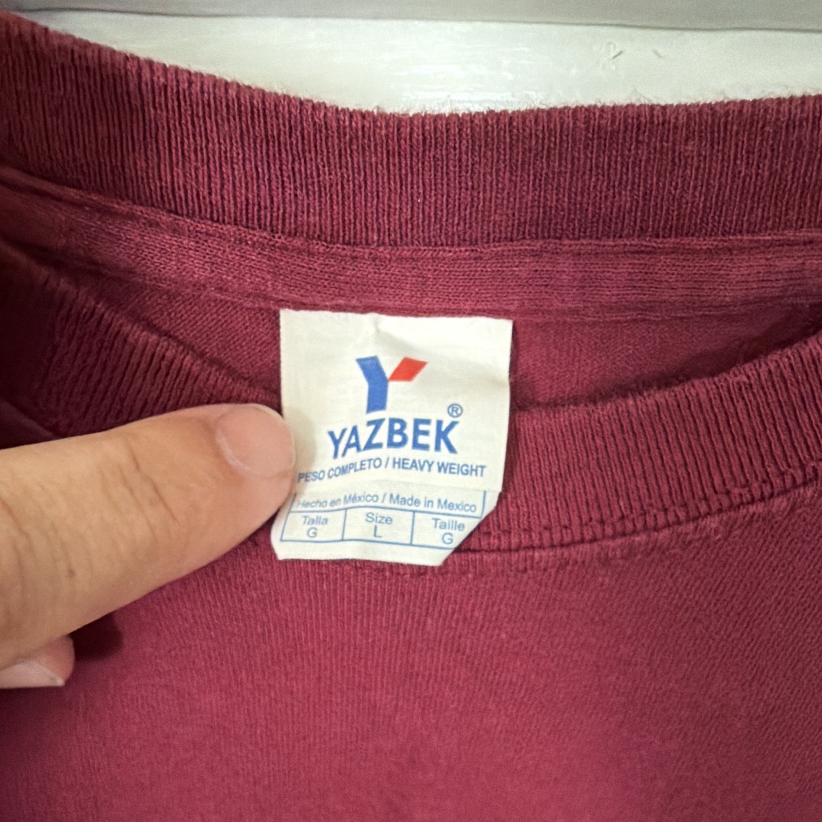Yazbek Heavyweight Burgundy Solid Crew Neck Short Sleeve Men’s T-Shirt L