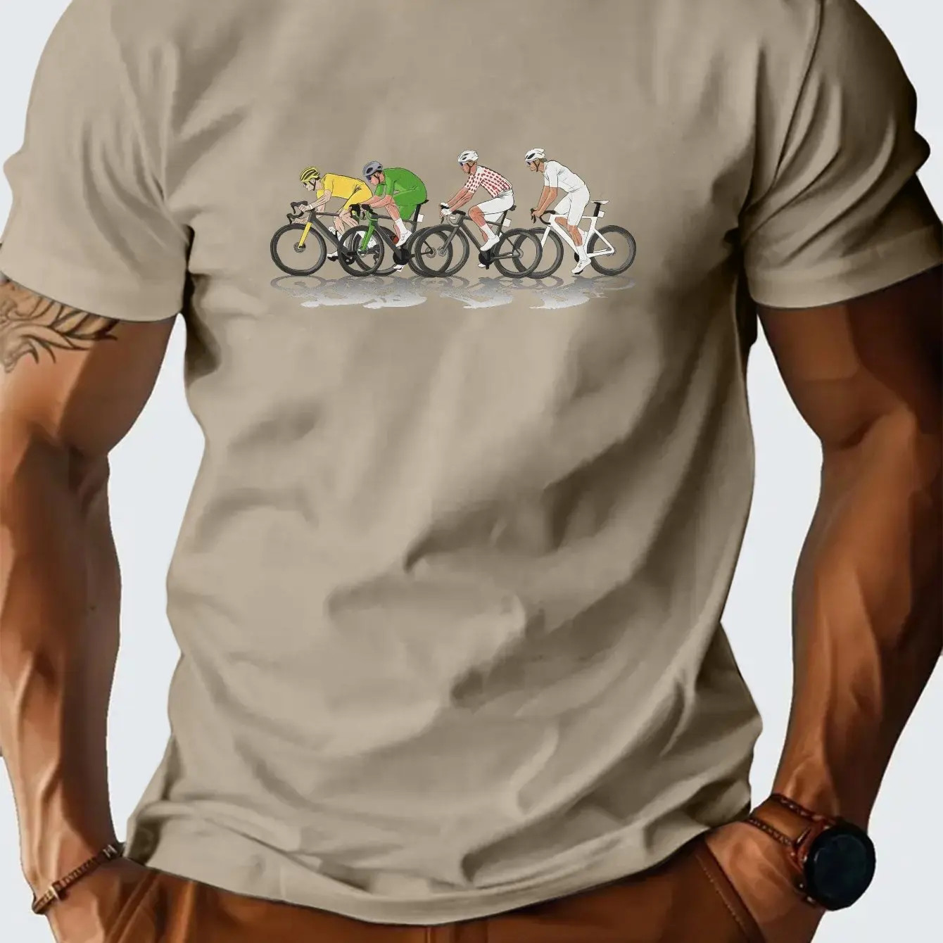 Men Tour De France Graphic T-Shirt Breathable Moisture-Wicking Tee