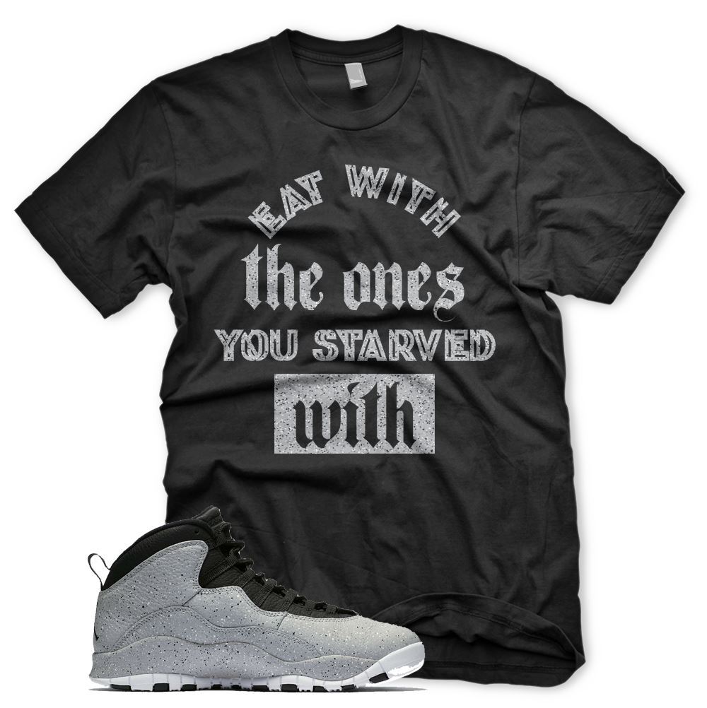 Black STARVED T Shirt for J1 10 X CEMENT WHITE GREY BLACK 4 5