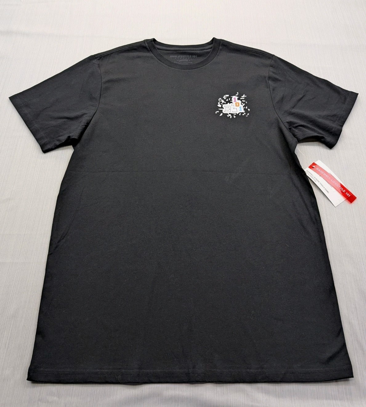 New Mens Baseball Lifestyle 101 Composition TShirt Tee Sz Large Black