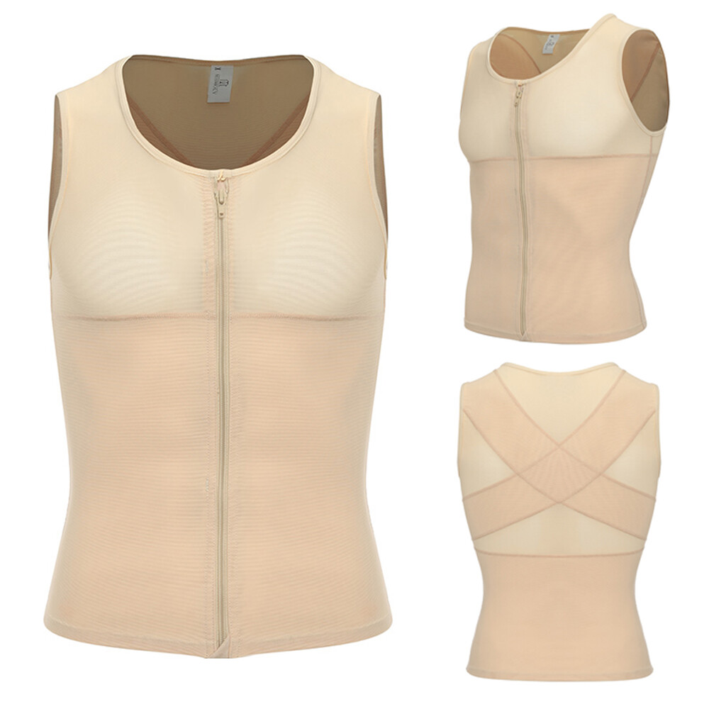 Mens Compression Vest Slimming Body Shaper Tummy Control Gynecomastia Undershirt
