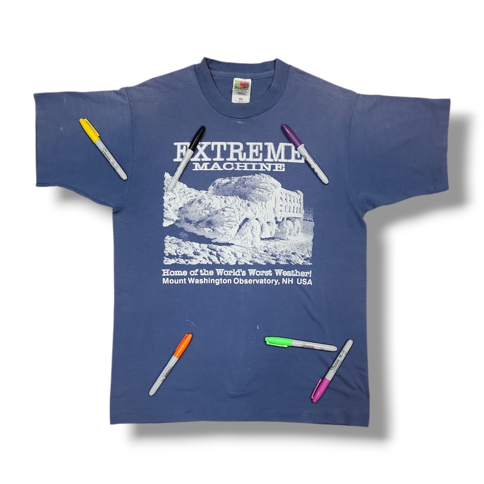Vintage Extreme Machine Slate Blue Fruit Of The Loom T-Shirt Men’s M