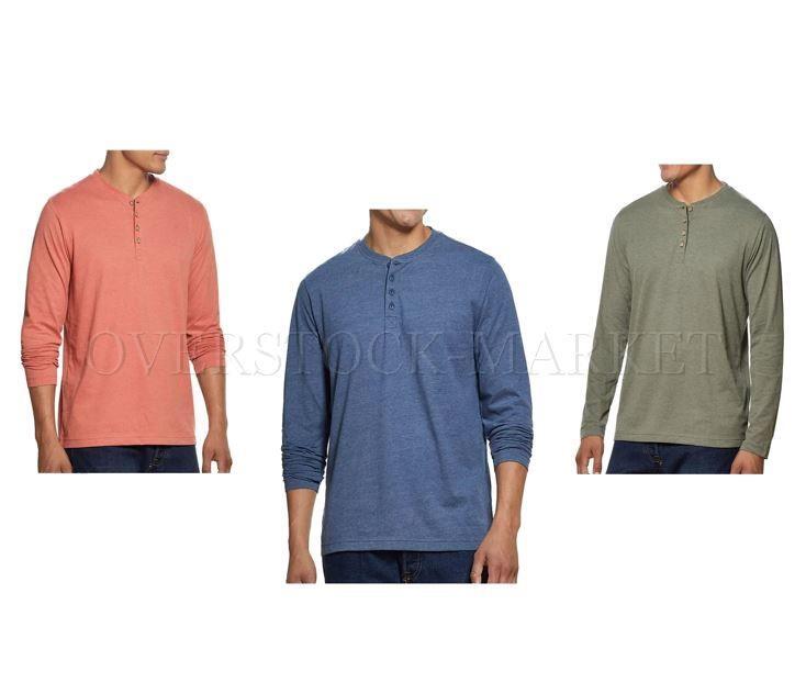 NEW! MENS WEATHERPROOF SOFT FEEL BRUSHED KNIT LONG SLEEVE HENLEY SHIRT! VARIETY