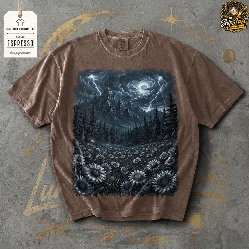 Wildflowers Mountains Comfort Tee Nature Outdoors Soft Gift