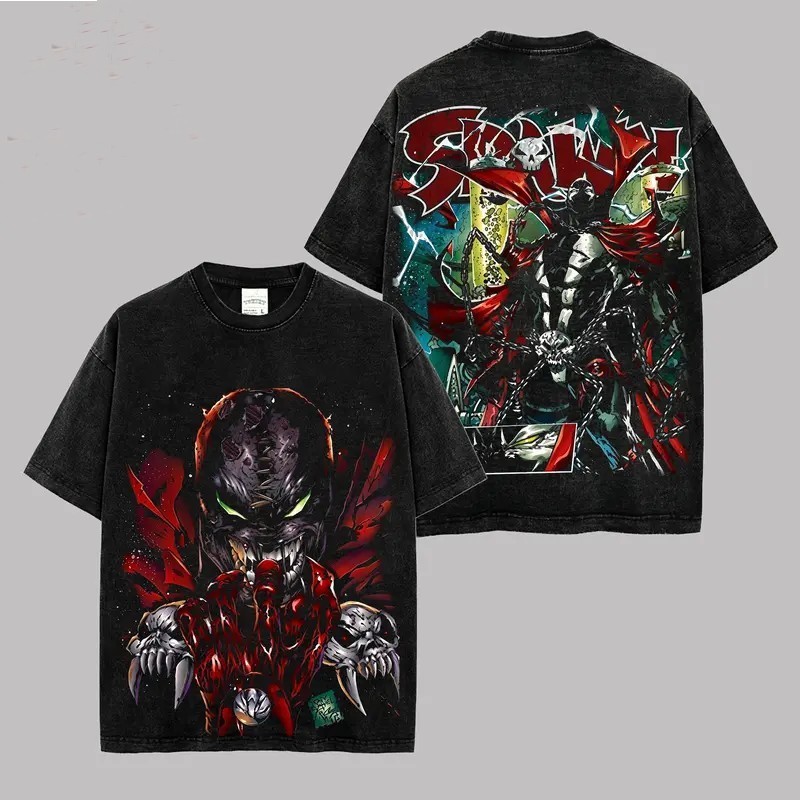 Spawn Inspired Graphic T-Shirt Double Sided Vintage Gothic Streetwear Shirt